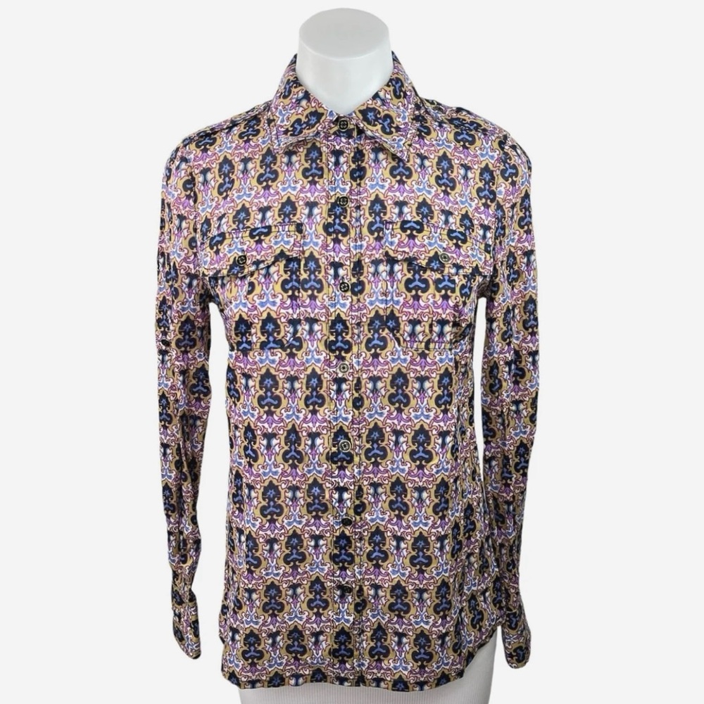 Tory Burch Purple Patterned Button Down Shirt - image 3